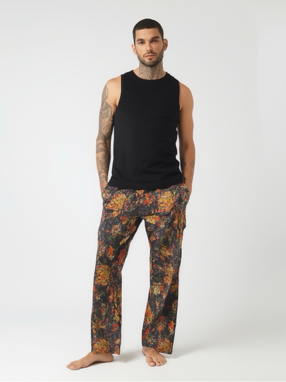 Ed Hardy Black Floral Pajama Pants